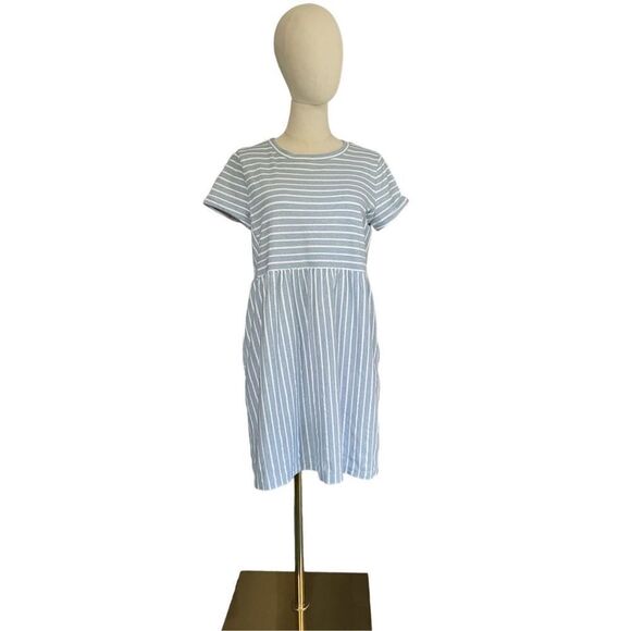 LOFT Dresses & Skirts - LOFT Blue White Striped Babydoll Dress Sz Medium​​​​